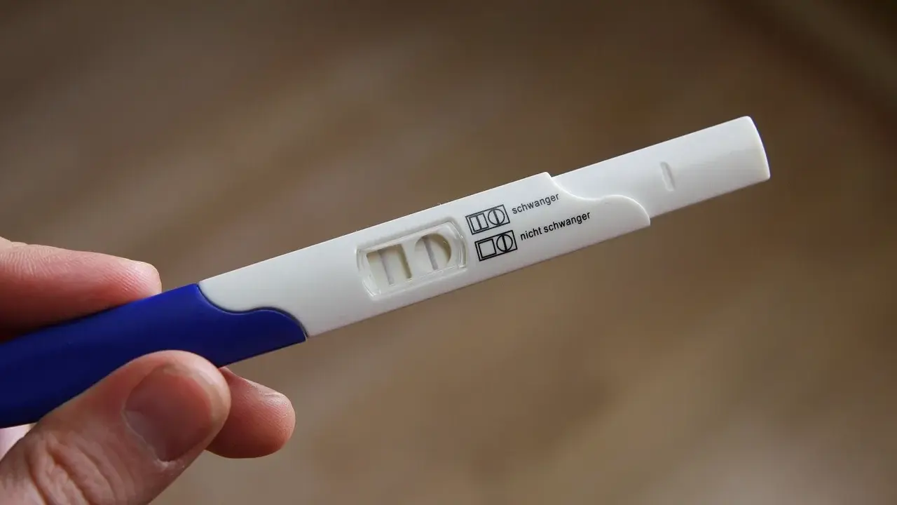 Dwa paski na teście ciążowym. Różne rodzaje testów ciążowych dają podobne wyniki.
