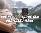 Ciężarna kobieta trzyma telefon z aplikacją ciążową, która pokazuje wykres tętna. Idealne narzędzie dla przyszłej mamy.