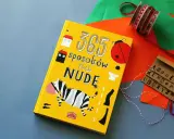 Żółta książka "365 sposobów na nudę" z zebrą, biedronką i literami.