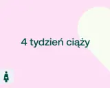 4 tydzień ciąży. Delikatny różowy tle z jasną sercem. Dwa małe kwadraty z ikonami.