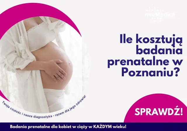 Czuła dłoń na brzuchu ciężarnej kobiety. Usg prenatalne w Poznaniu - sprawdź ceny.